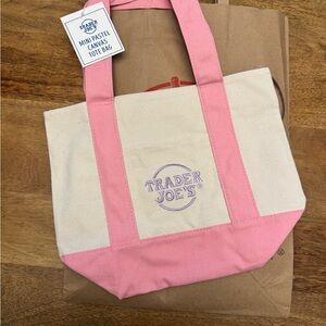 SOLD!! Trader Joe’s mini canvas tote bag - Pink